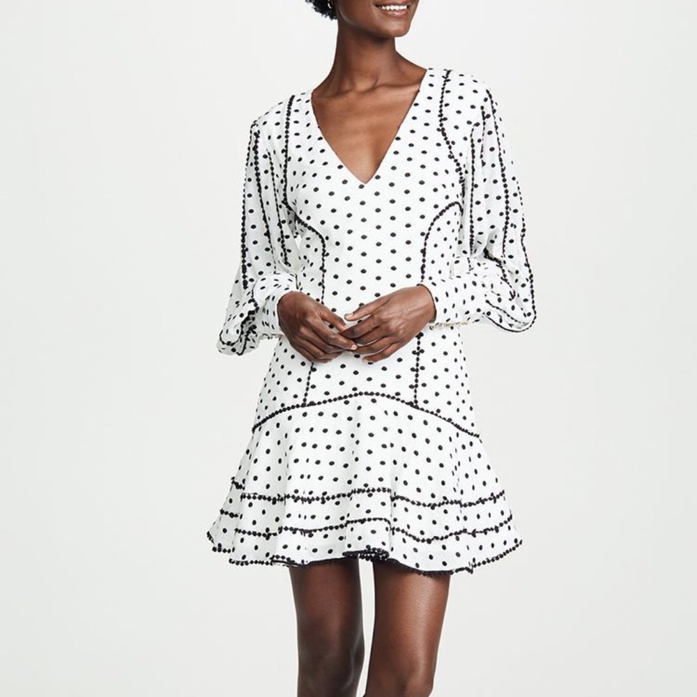 Keepsake the labeled polkadot deep love mini dress